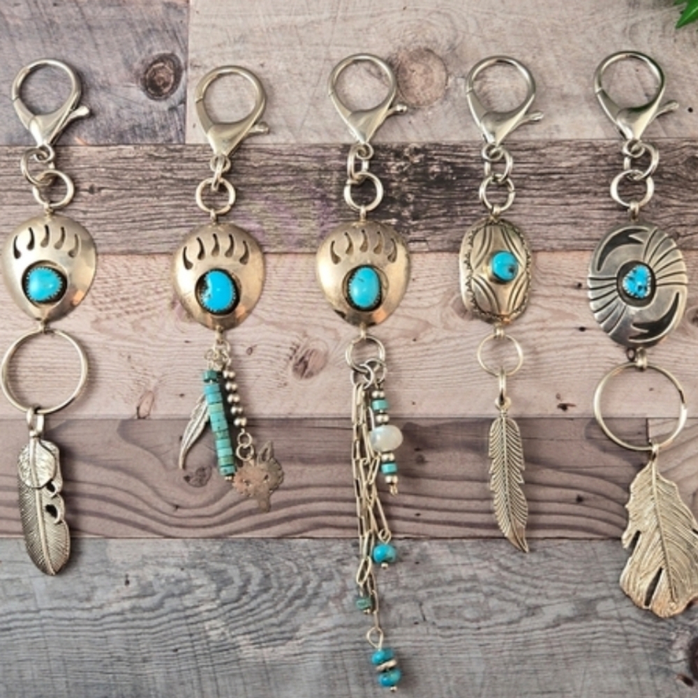 New COLLECTION Sterling Turqoise PURSE CHARMS VINTAGE.
